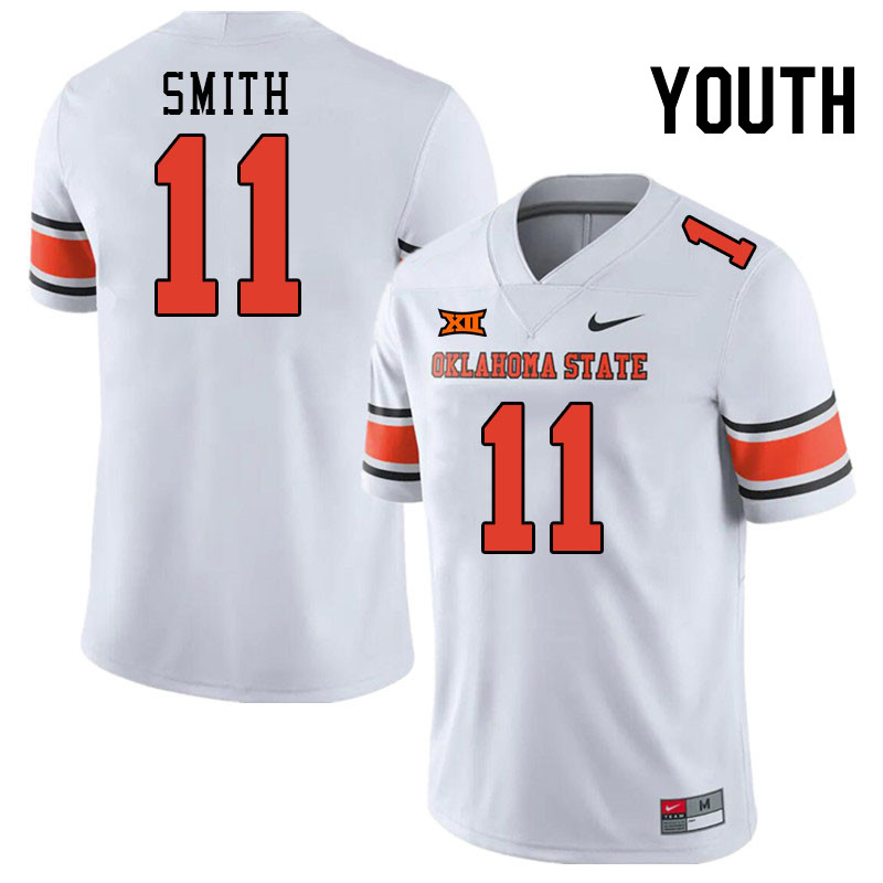Men #11 Dylan Smith Oklahoma State Cowboys College Football Jerseys Stitched Sale-White - Click Image to Close